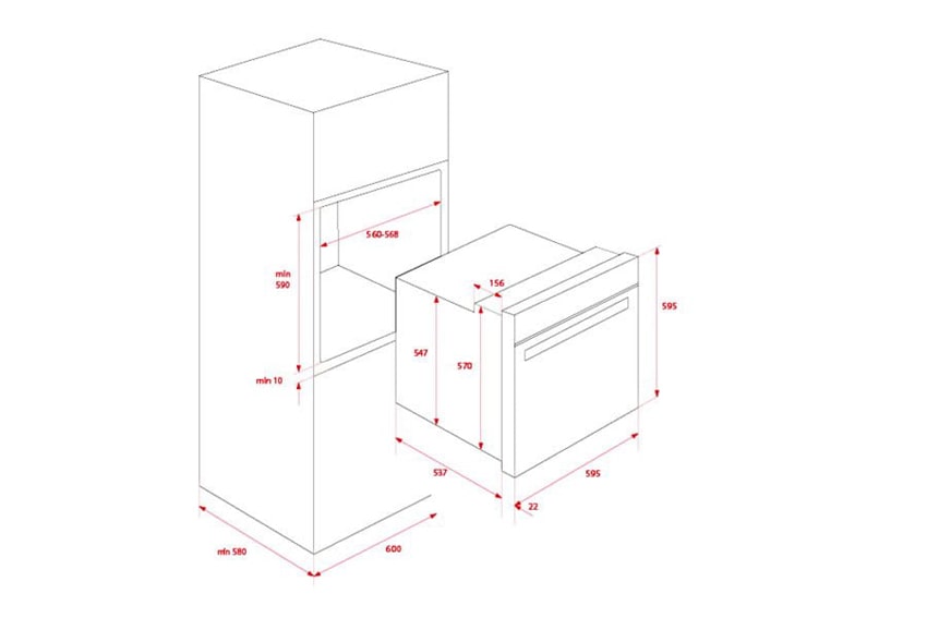 Bản vẽ kỹ thuật Lò nướng Teka HLB 860 - Âm tủ, đối lưu cao cấp