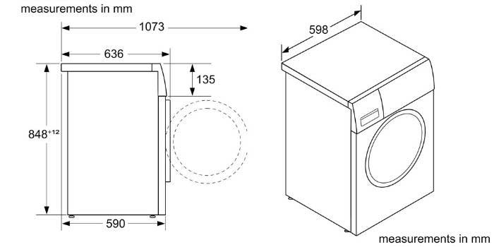 Bản vẽ kỹ thuật Máy giặt Bosch WGG244A0SG - Seri 6 cửa ngang