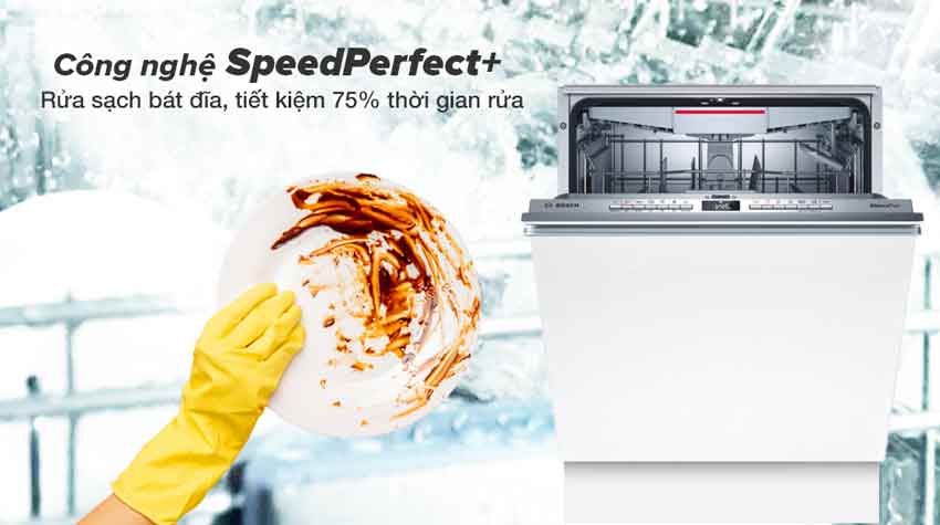 Máy rửa bát Bosch SMV8YCX03E - series 8 cao cấp 15 Rửa tăng tốc với SpeedPerfect Plus