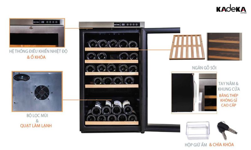 Tủ rượu vang Kadeka KA39WR - Trữ lượng 36 chai 21 Cấu tạo tủ rượu vang Kadeka KA39WR