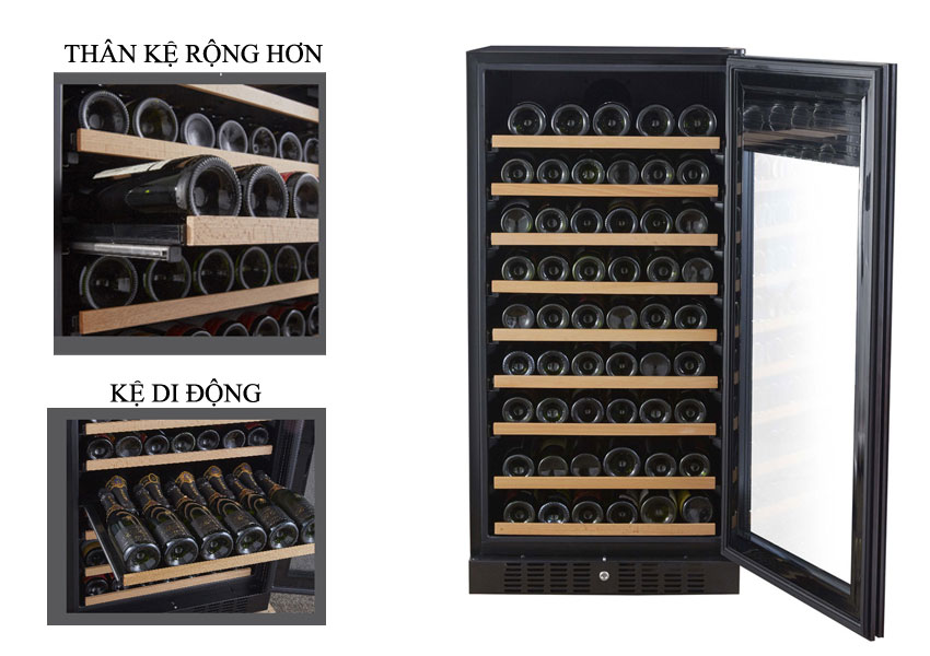 Tủ lưu trữ rượu vang Kadeka KS106TL/TR giá tốt nhất thị trường Ke-tu-bao-quan-ruou-vang-kadeka-ks106tltr