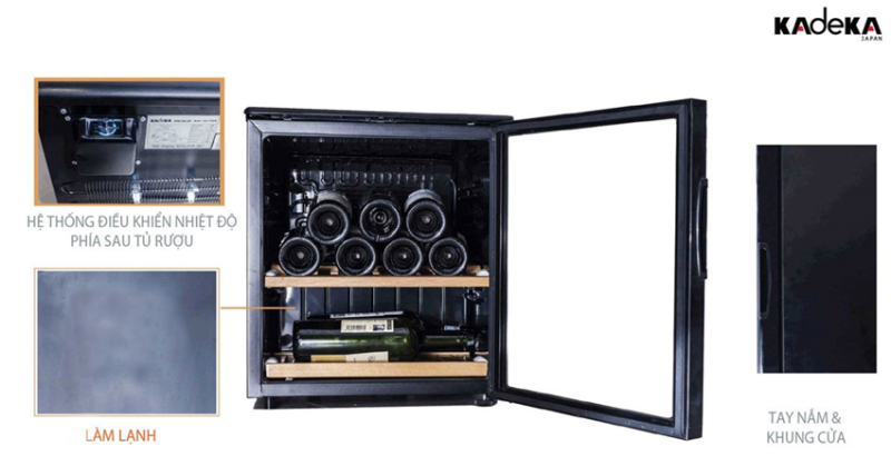 Tủ rượu vang Kadeka KSJ115EW - Loại nhỏ mini 17 chai 14 Cấu tạo tủ rượu vang Kadeka KSJ115EW
