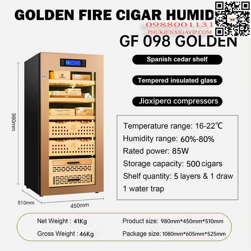 Bản vẽ kỹ thuật Tủ điện bảo quản xì gà Golden Fire GF098 - giá rẻ nhất
