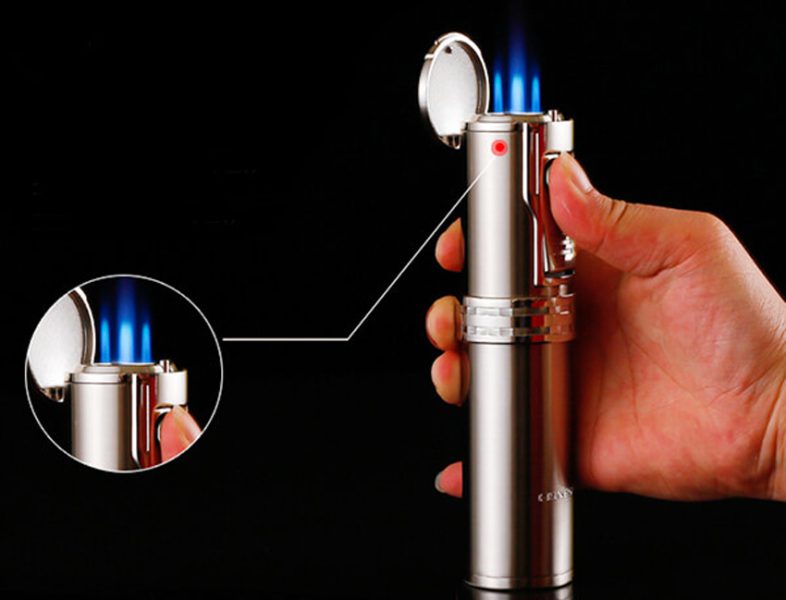 Bật lửa xì gà Lubinski SK2 có đục, 5 tia cao cấp 8 Bật lửa xì gà Lubinski SK2 5 tia lửa khò cực mạnh, cực bền