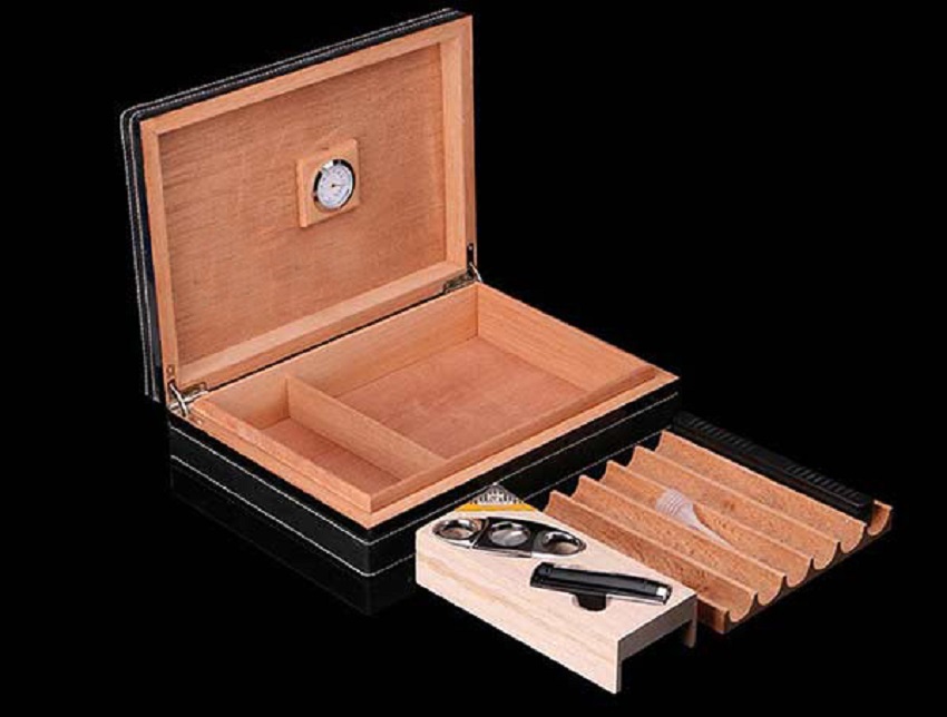 Set hộp bảo quản xì gà Cohiba T12G kèm dao cắt, bật lửa Khay-go-tuyet-tung-1