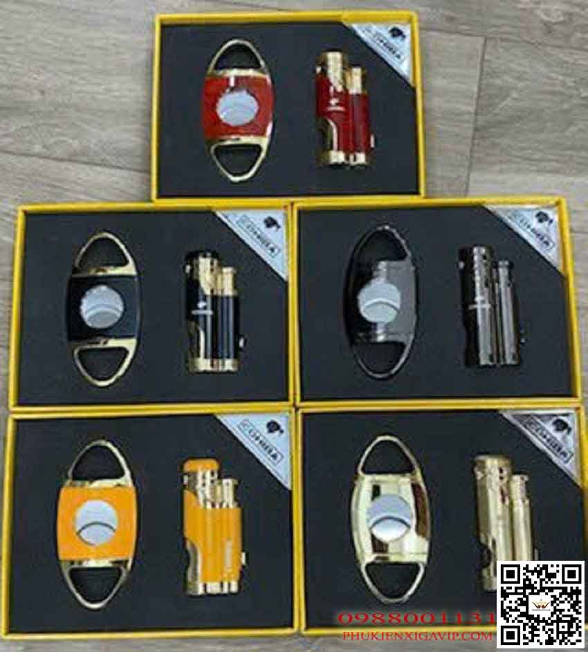 Set phụ kiện xì gà Cohiba T14A - chính hãng, giá rẻ 11 Set bật lửa, dao cắt xì gà Cohiba T14A nhiều màu
