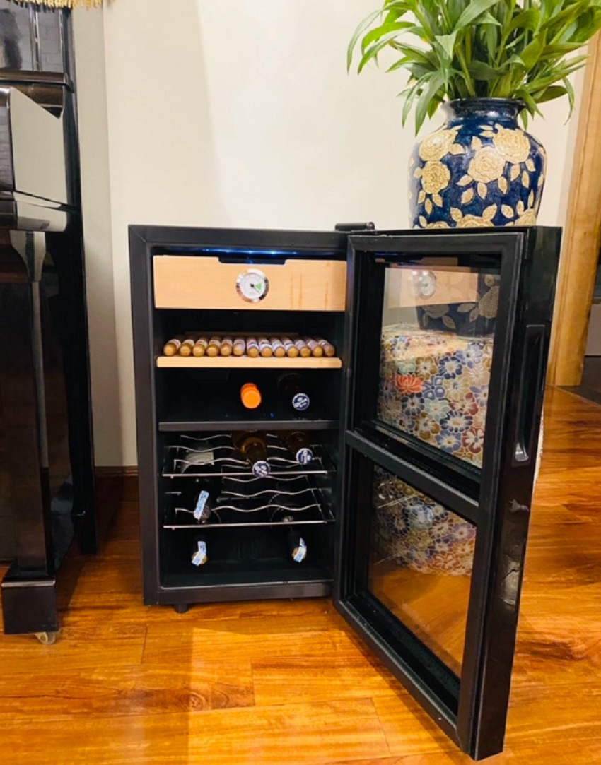 tủ điện bảo quản xì gà kết hợp rượu vang klarstein 48l