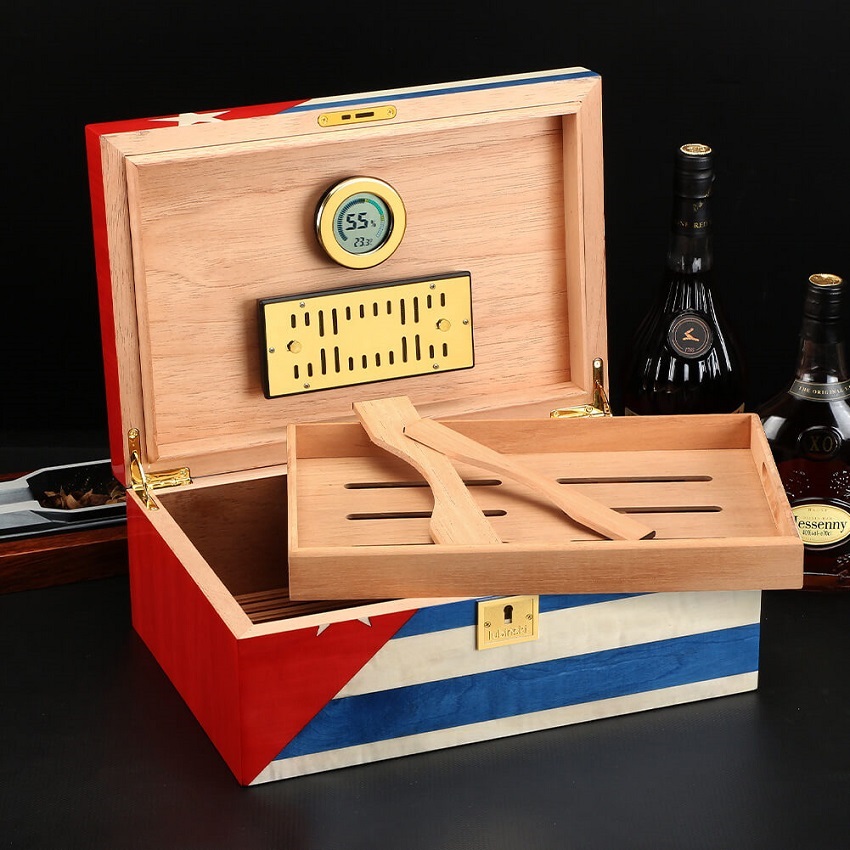 Hộp bảo quản cigar Lubinski yja60027, quà biếu tặng tết sếp Hop-bao-quan-lubinski-co-dong-ho-do-do-am