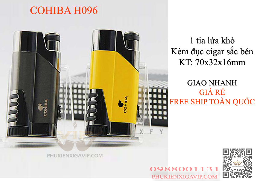 7 mẫu bật lửa khò xì gà 1 tia Cohiba đáng mua nhất 13 Bật lửa, hộp quẹt xì gà Cohiba H096 – 1 tia kèm đục.