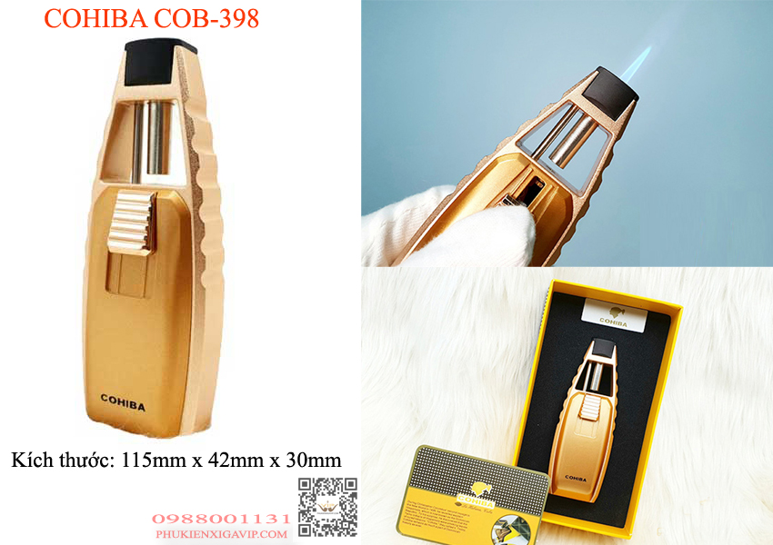 7 mẫu bật lửa khò xì gà 1 tia Cohiba đáng mua nhất 10 Bật lửa xì gà 1 tia chính hãng Cohiba Cob-398