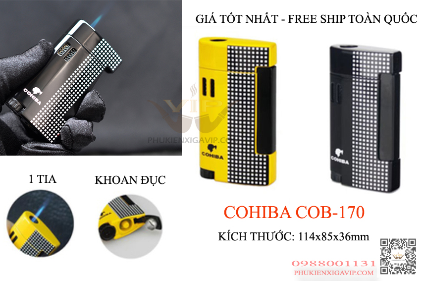 7 mẫu bật lửa khò xì gà 1 tia Cohiba đáng mua nhất 9 Khò xì gà Cohiba 1 tia kèm đục sắc bén COB-170
