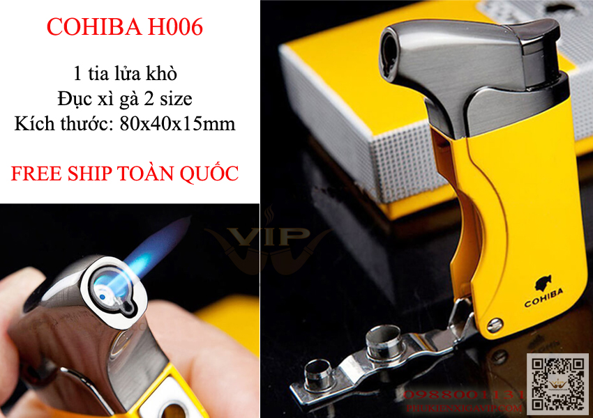 7 mẫu bật lửa khò xì gà 1 tia Cohiba đáng mua nhất 14 Bật lửa khò, bật lửa Cohiba 1 tia kèm đục tiện lợi H006