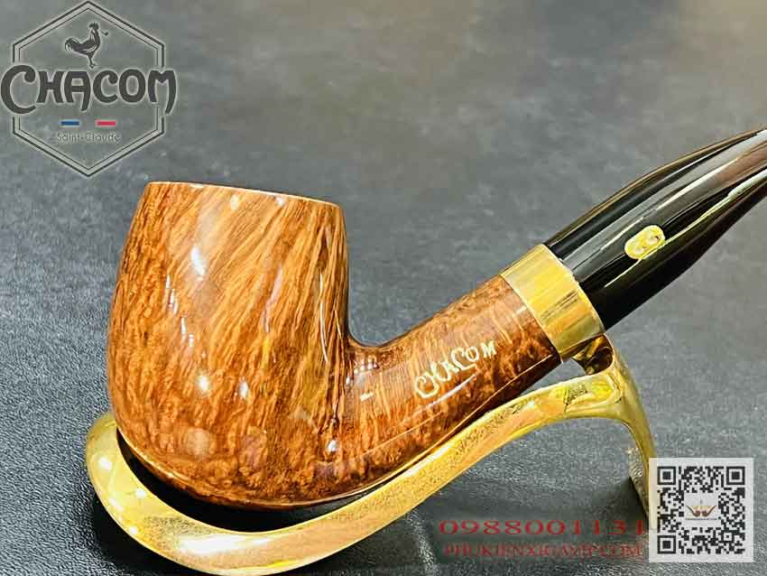 Tẩu cigar Chacom Chuchill U No42 xách tay Pháp, gỗ thạch nam siêu nhẹ Thuong-hieu-chacom-khac-tren-than-tau
