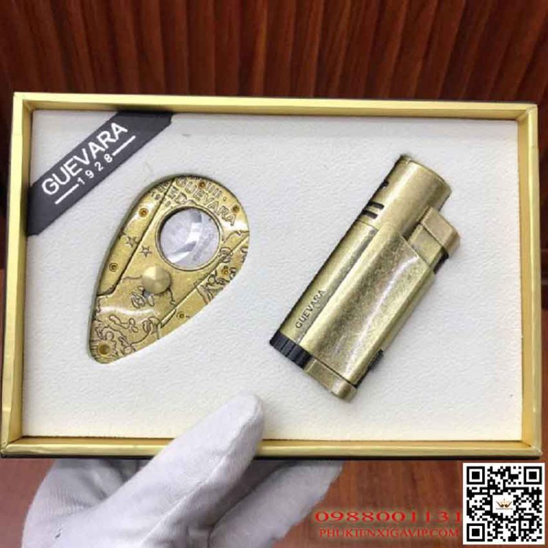 Những set bật lửa dao cắt xì gà đáng mua nhất 56 Set phụ kiện xì gà Guevara RAG 6217