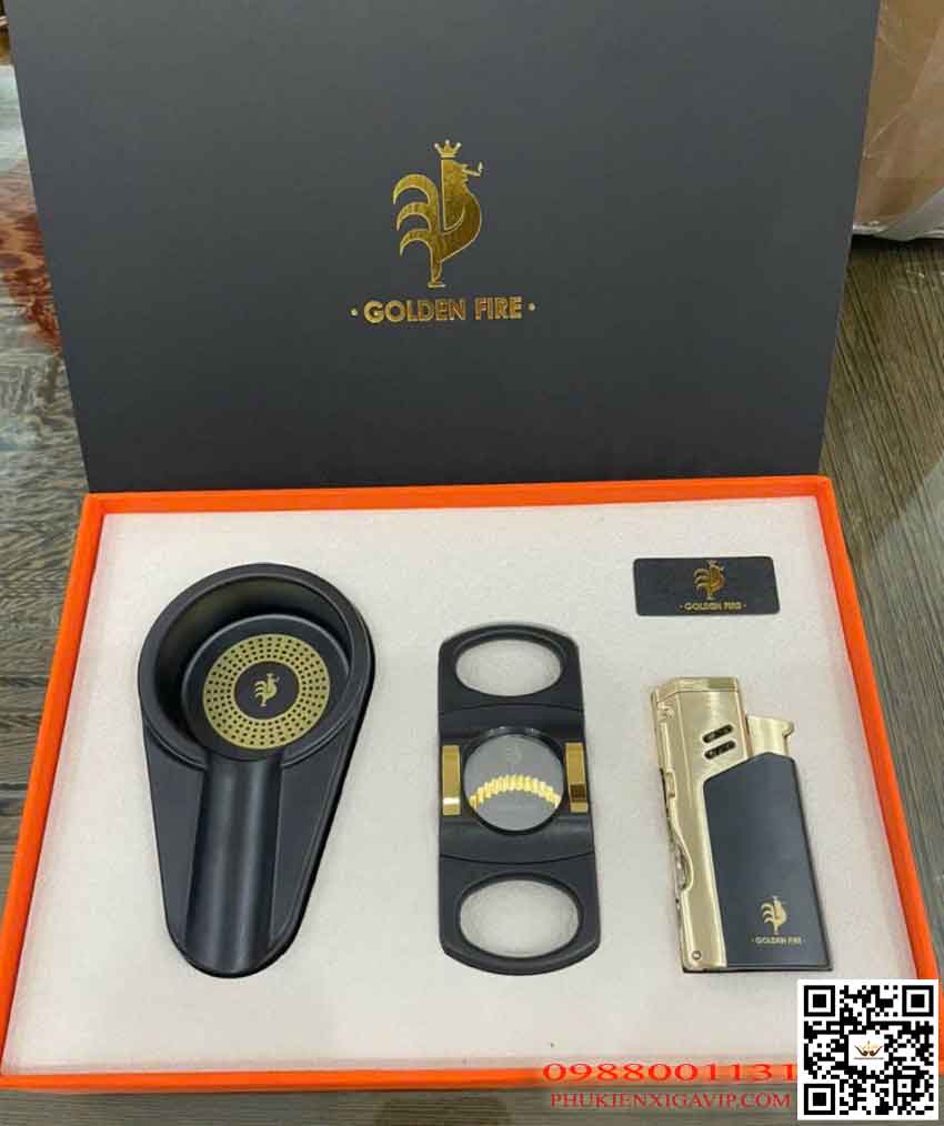 Sét bật lửa, gạt tàn, dao cắt Golden Fire GF761S – hàng sẵn Set-phu-kien-xi-ga-golden-fire-lam-qua-tang
