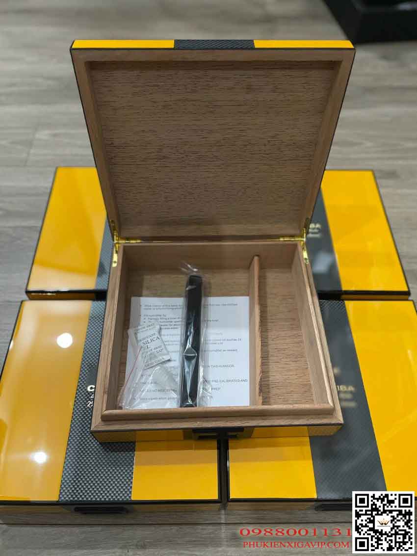 hộp giữ ẩm xì gà cohiba h020 - màu vàng nổi bật 6 hộp đựng xì gà gỗ tuyết tùng