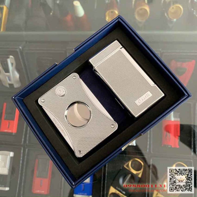 5 set phụ kiện hút xì gà làm quà biếu tặng sếp cực chất 9 set caseti ca437 mau bac - 5 set phụ kiện hút xì gà làm quà biếu tặng sếp cực chất