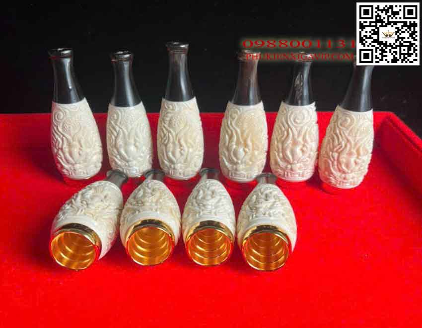 tẩu bắt tóp xì gà xương cán sừng tx001 - hoa văn rồng độc đáo 10 tẩu bắt tóp xì gà xương đà điểu , cán sừng trâu