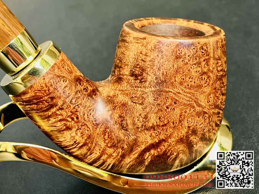 Tẩu cigar Chacom Pháp cao cấp cán cong, ring 52-54, gỗ thạch nam Tau-xi-ga-Chacom-skipper-No41-van-go-hoa-lua