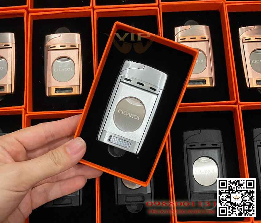 5 mẫu bật lửa tích hợp dao cắt xì gà giá tốt 12 Bat lua kho xi ga Cigarol BLCR01 mau bac - 5 mẫu bật lửa tích hợp dao cắt xì gà giá tốt